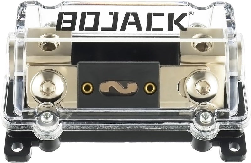 BOJACK حامل فيوز ANL في خط 0/2/4 قياس AWG مع فيوز 300 أمبير بدون حاجة إلى أطراف أسلاك حامل فيوز مع غطاء عازل، كتلة فيوز للسيارات 4، 2، 0 قياس - Image 1